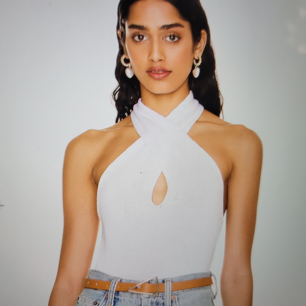 Elegant White Multi Wear Halter Top